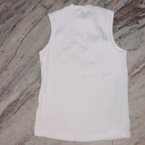 White Sleeveless Mock Neck Top