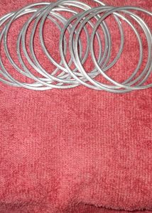 Silver and Grey Metal Bangles