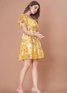 Yellow Floral Mini Dress
