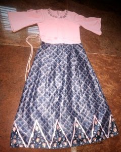 pink and blue combination gown