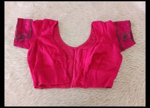 Magenta Floral Embroidered Saree With Blouse