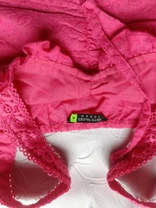 Embroidered Tie-up Ruched Top