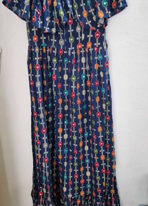 Party Wear Gown Boat Neck M SIZE