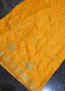 Yellow Saree With Attached Blouse