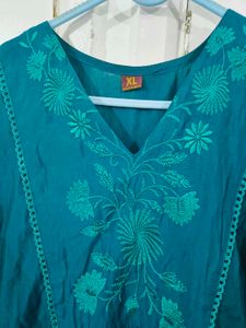 Embroidered Teal Kurta