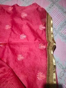 Red Embroidered saree