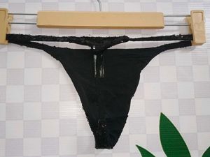 (1300)Black Sequin Thong