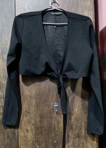 Black Cropped Tie-up Shrug Cardigan 🖤