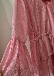 Elegant Pink Ruffle Peplum Top