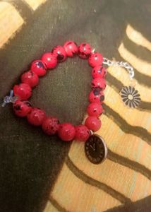 Red Beaded Charm Bracelet