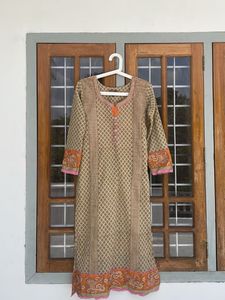 Handcrafted Beige Cotton Kurta