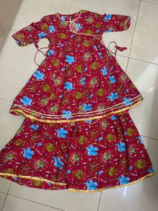 Kids Rayon Kurti Sharara Set