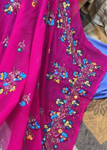 Pink Embroidered Saree