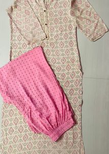 Collar Kurta Pant Set, Size-M