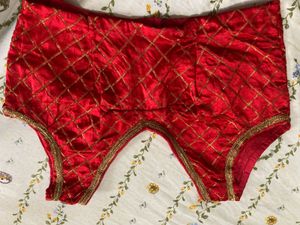 Red &amp; Gold Velvet Diamond Blouse