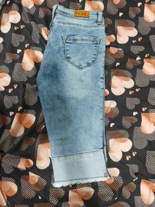 Distressed Denim Capris