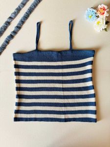 Blue-White Striped Top