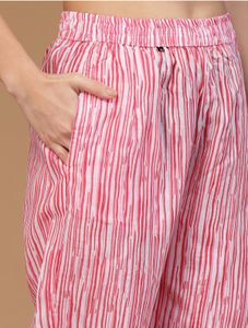 Pink Printed Cotton Suit Set