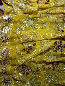Sequined Yellow Saree
