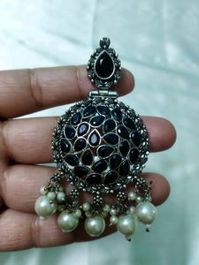 Black-silver Ethnic Earrings