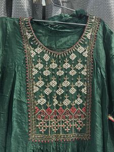 Emerald Green Embroidered Kurti