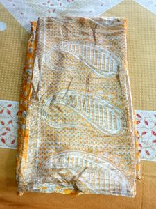 Golden yellow With Silver Silk Saree