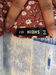 red wrap up shein top