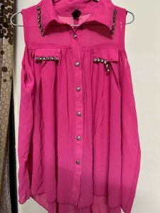 Pink Sleeveless Top with Embellishments