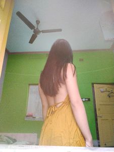 Mustard Halter Backless Mini Dress