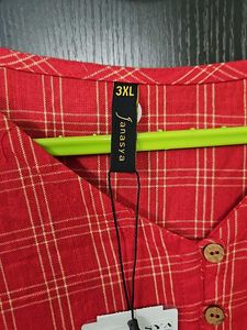Janasya Red Checkerd Top