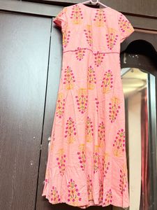 Cotton Floral Pink Peach Kurti Anarkali