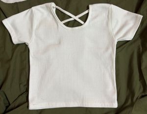 White Crisscross Back Top