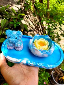 Teddy Bear & Lotus Candle with Trinket Tray
