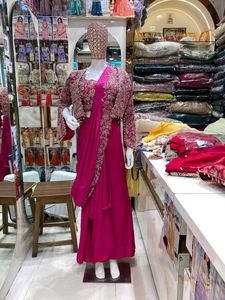 Pre Draped Indo Western Saree With Jacket