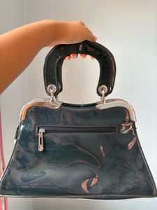 Blue Glossy Hand Bag