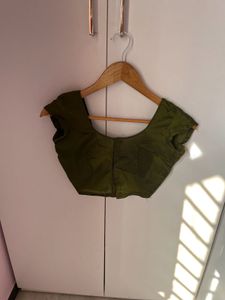 Olive Green Silk Blouse