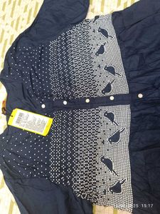 New Unused Xxl Bird Print Navy Dress
