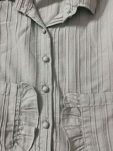 Cute Ruffle Pocket Blouse