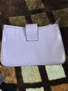 Lilac Croc Embossed Chain Bag