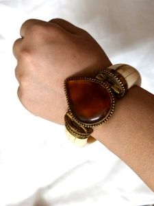 Vintage Style Gemstone Statement Bangle