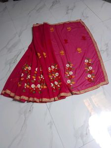 Elegant Pink Embroidered Saree