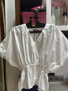 White Pearl Embellished Top