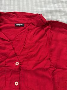 Red Button-Up Top