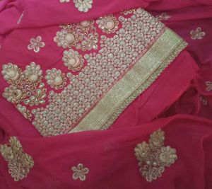 Unstitched Rose Pink Suit,salwar With Dupatta