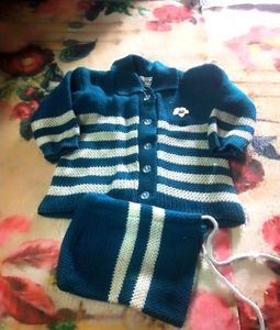 White N Dark Sea Green Colour Sweater Set Of 3..