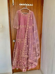 Gorgeous Pink Net Anarkali