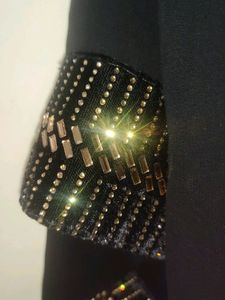 Black Full Saree Fril Work And Border Is Velvet