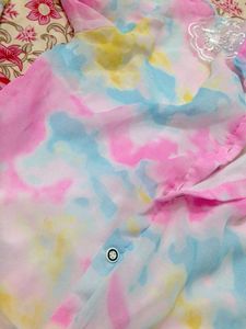 Tie-dye Lace Collar Top
