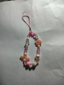 Cute Pink Beaded Phone Charm