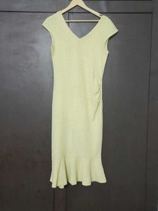 Yellow Knit Ruffle Hem Dress